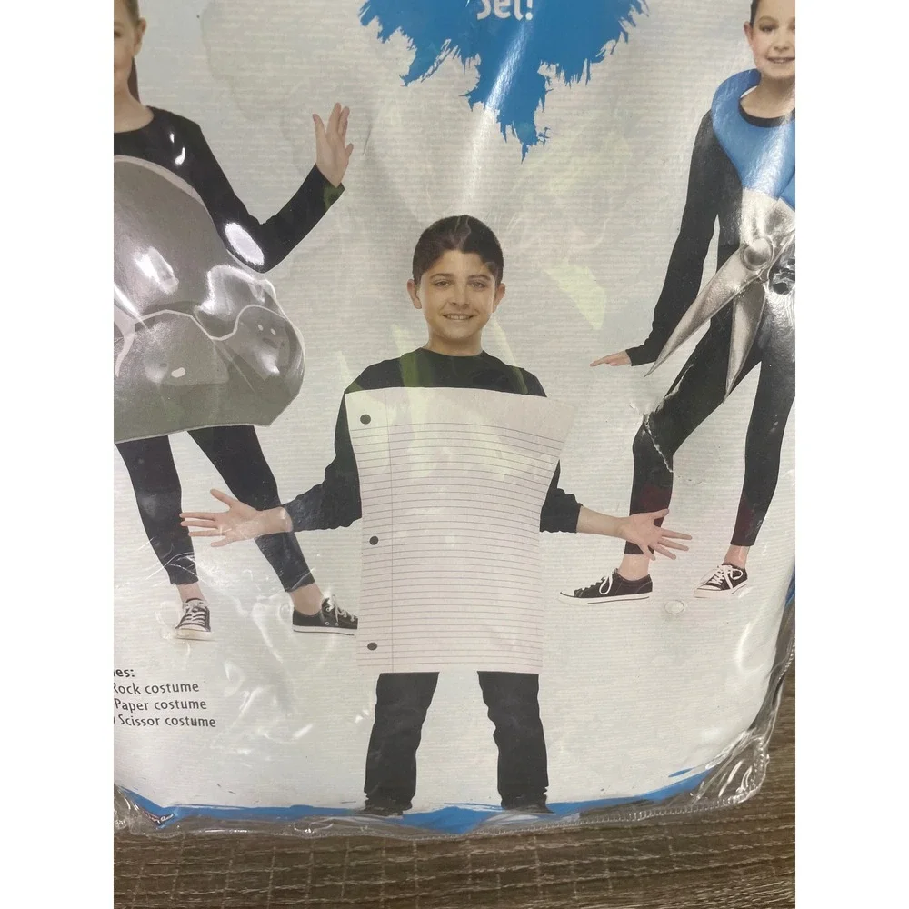 Fun World Rock Paper Scissors Costume Kids One Size 3 Piece Group Halloween